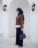 کراپ کت پاییزه زنانه مخمل نارو