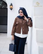 کراپ کت پاییزه زنانه مخمل نارو