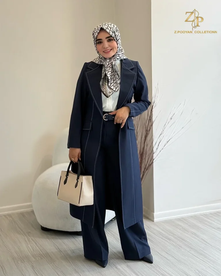 مانتو زنانه بلند کرپ مارلن