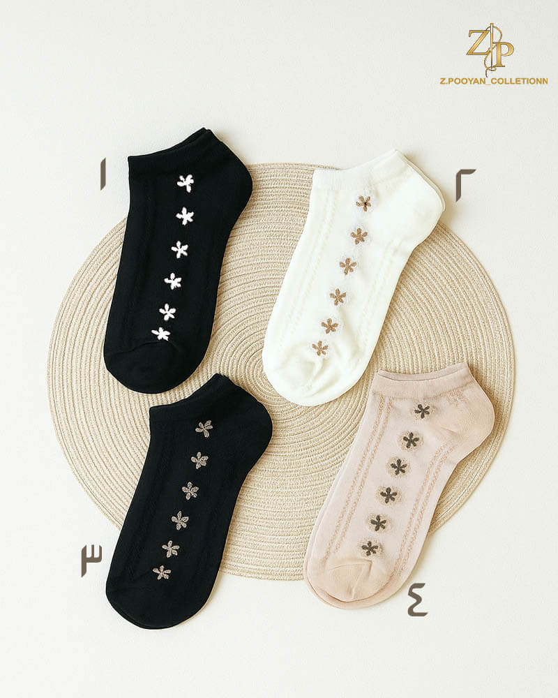 flower socks جوراب ساق کوتاه طرح گل