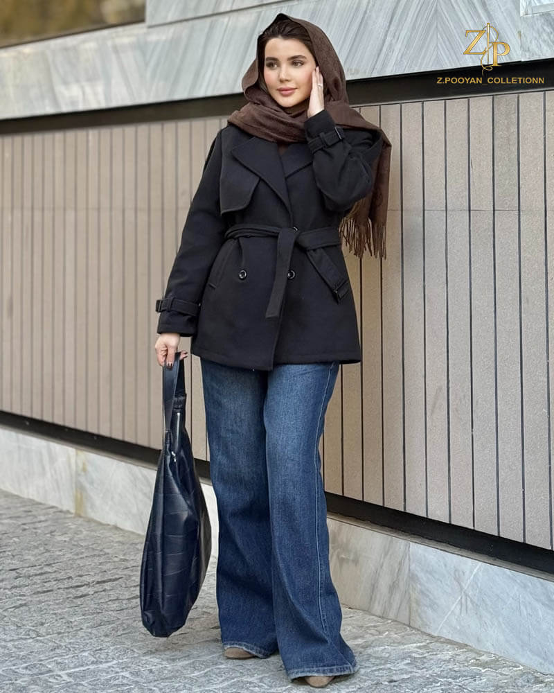 ivana پالتو زنانه جلو بسته کمردار فوتر ایوانا