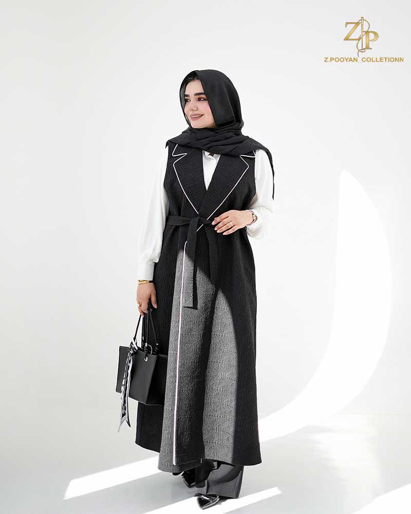 VEST-ELANZA وست زنانه کمردار ژاکارد بلانزا
