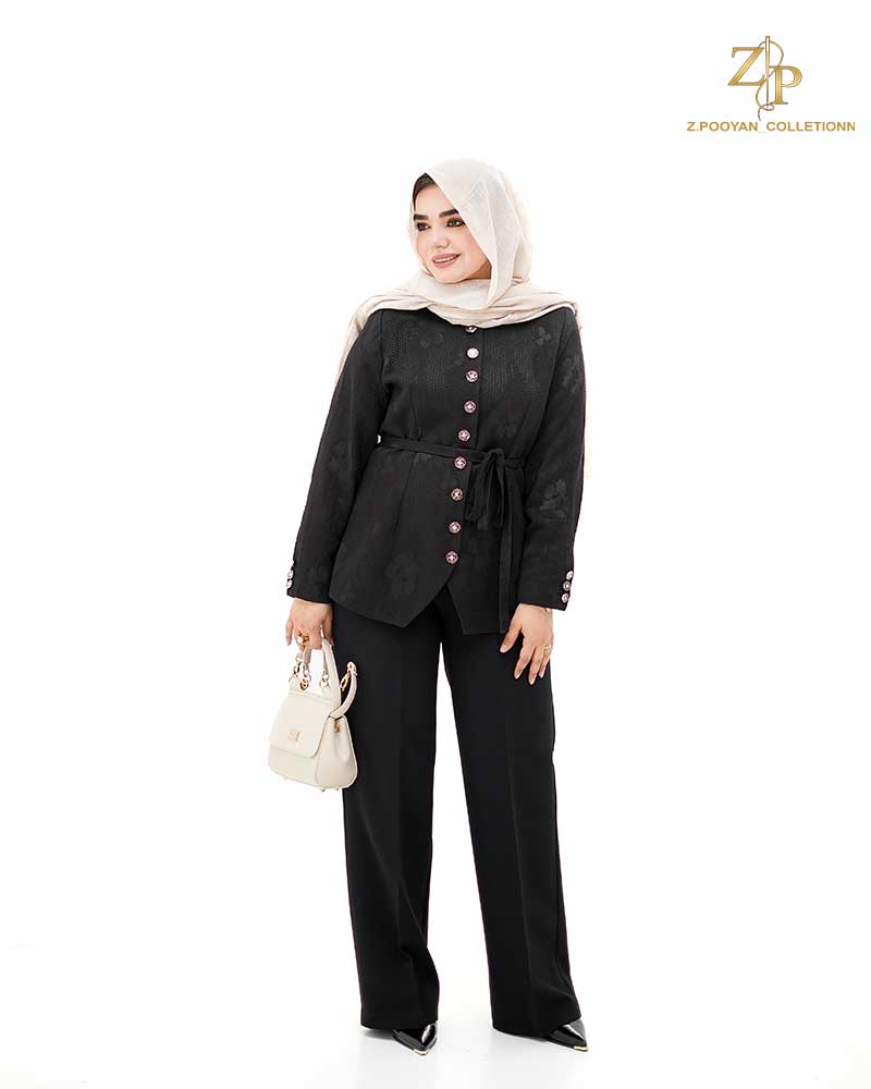 coat-arisa5 کت زنانه مجلسی جلوبسته کمردار ژاکارد آریسا
