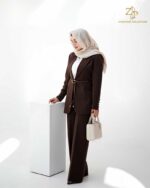 کت و شلوار زنانه کمردار کرپ موناکو
