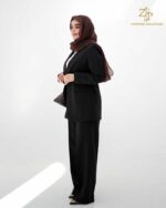 کت و شلوار زنانه کمردار کرپ موناکو