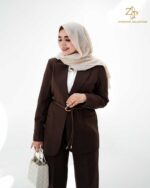 کت و شلوار زنانه کمردار کرپ موناکو