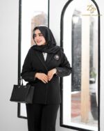 كت و شلوار زنانه کوک دوزی راوک به همراه گل سينه