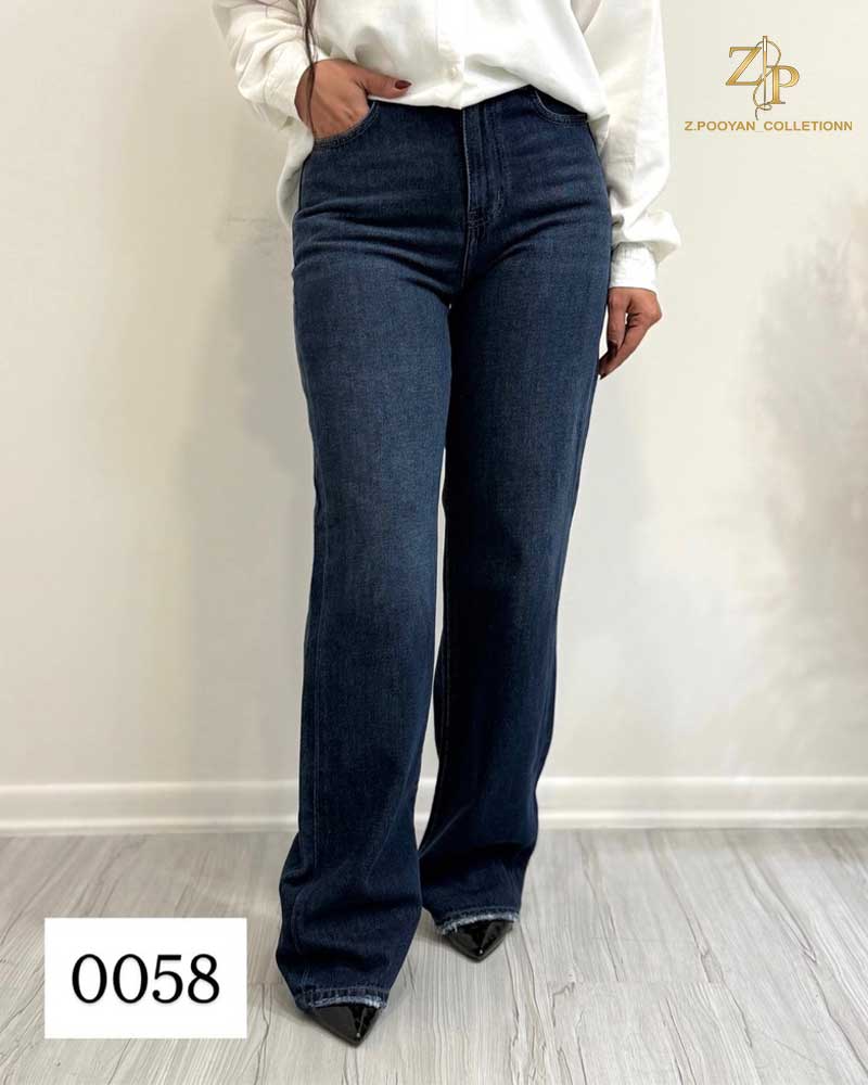 jin0058 شلوار جین نیم بگ زنانه کد 0058