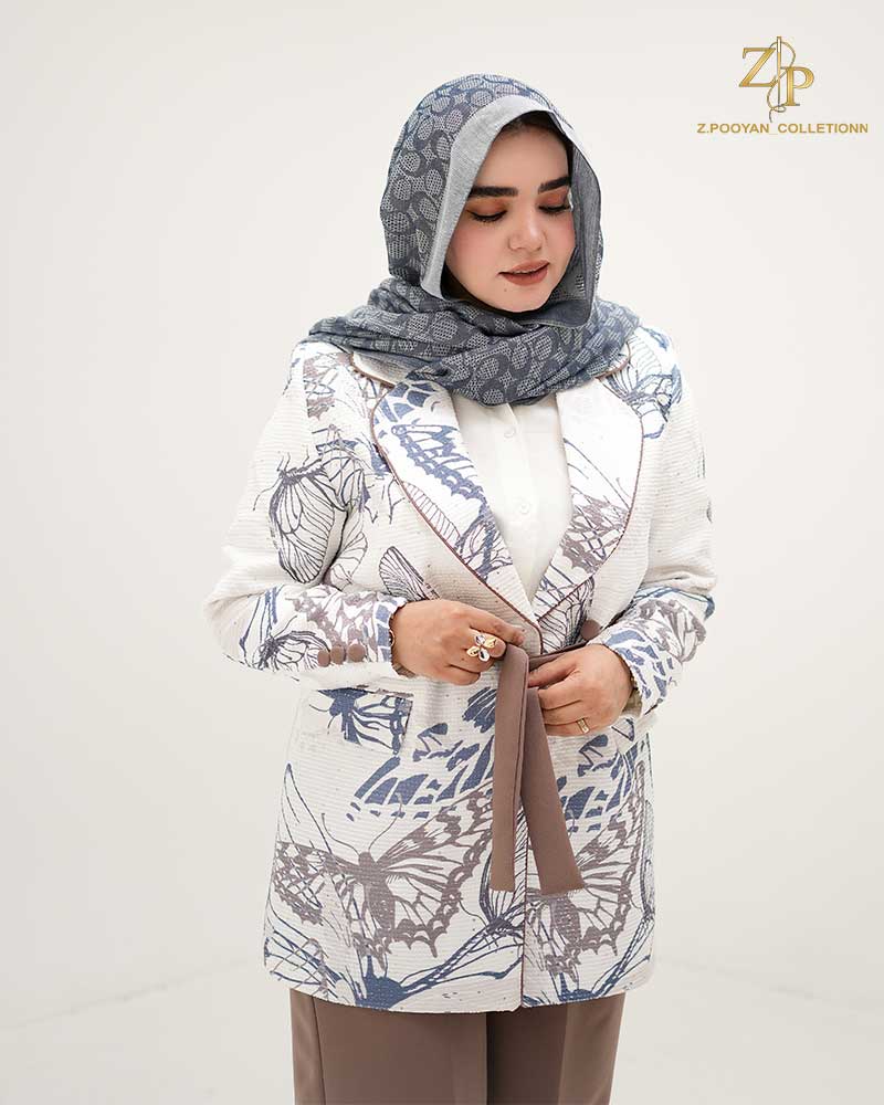 coat-parva کت و شلوار زنانه کمردار مجلسی ژاکارد پروا