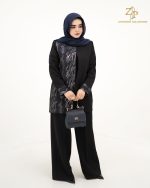 کت تک زنانه ترکیب کرپ و ژاکارد ایماز