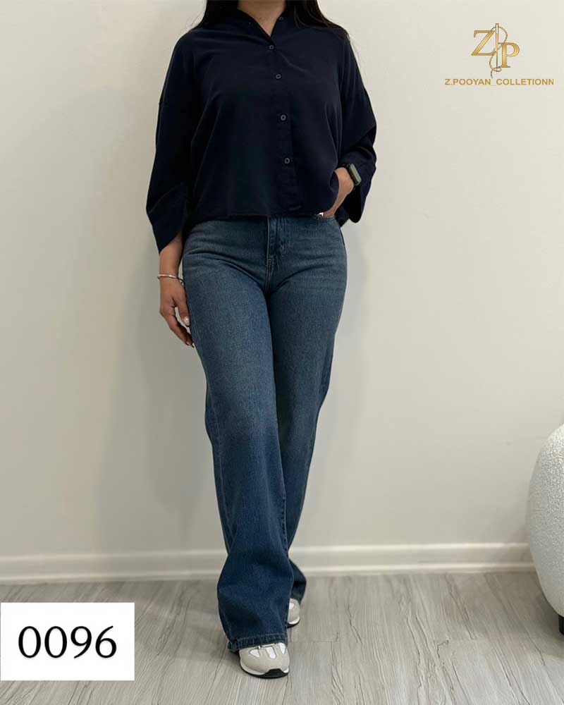0096 شلوار جین نیم بگ زنانه کد 0096