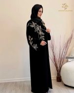 مانتو عبایی مجلسی مشکی کوئین