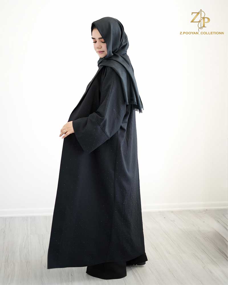 lida-aba مانتو عبایی زنانه لینن نگین دار لیدا