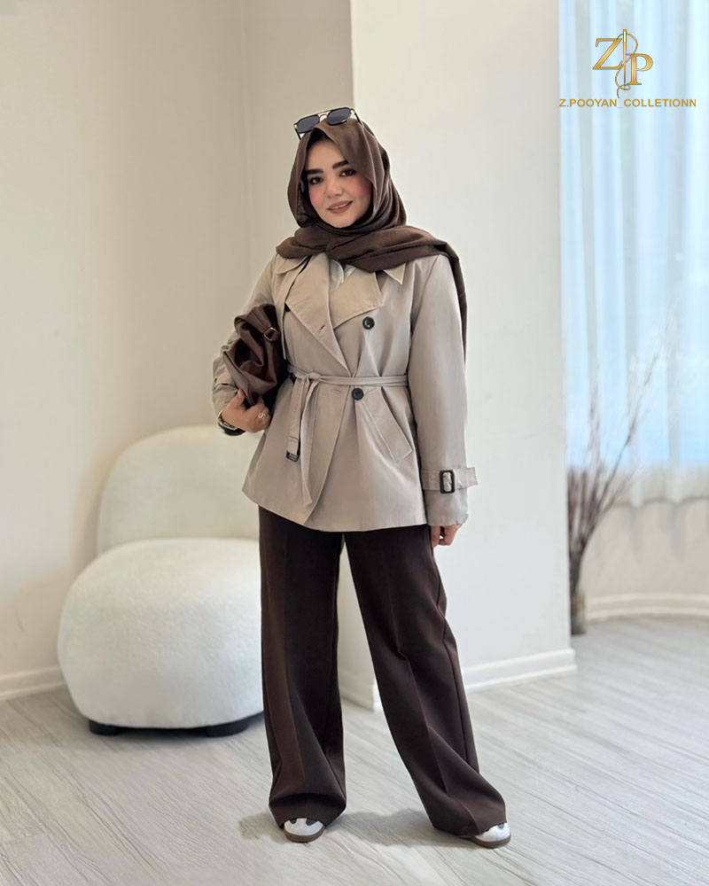ترنچ کت زنانه کتان فرین